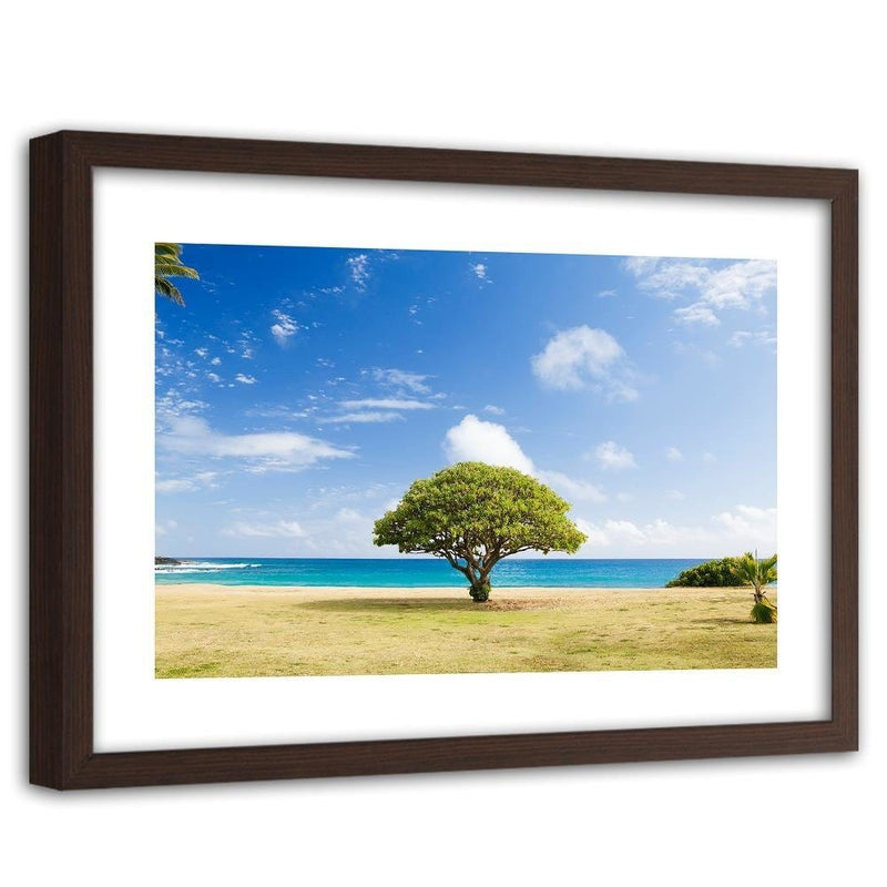 Glezna brūnā rāmī - Tree On The Beach  Home Trends DECO