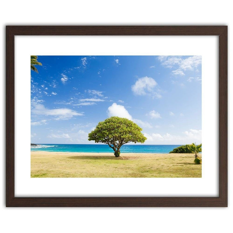 Glezna brūnā rāmī - Tree On The Beach  Home Trends DECO