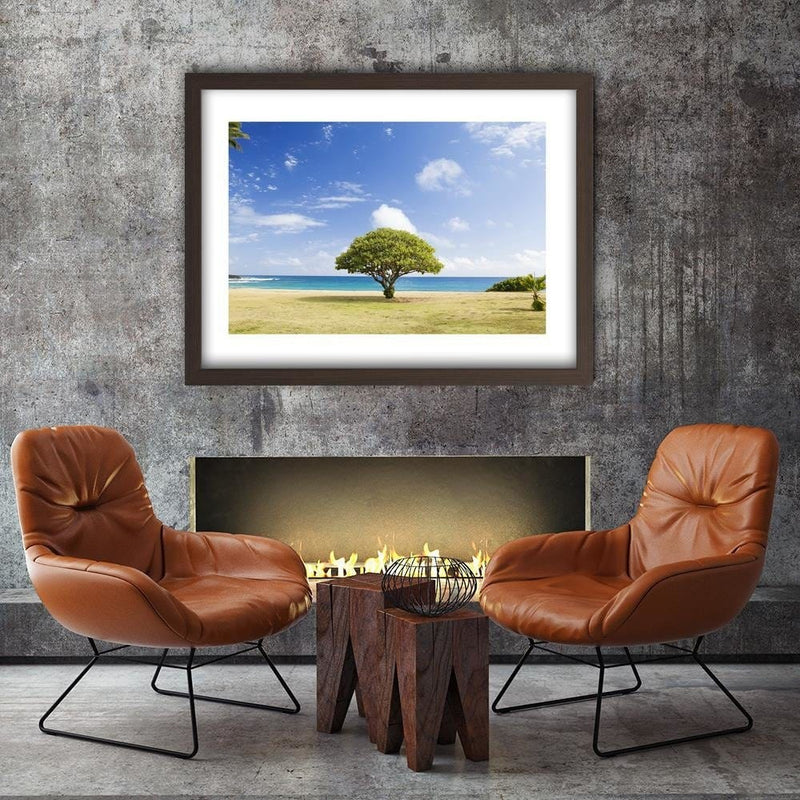 Glezna brūnā rāmī - Tree On The Beach  Home Trends DECO