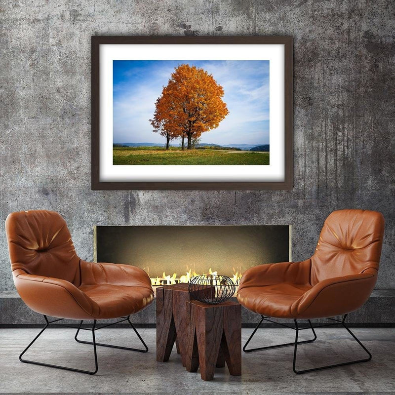 Glezna brūnā rāmī - Tree On The Hill  Home Trends DECO