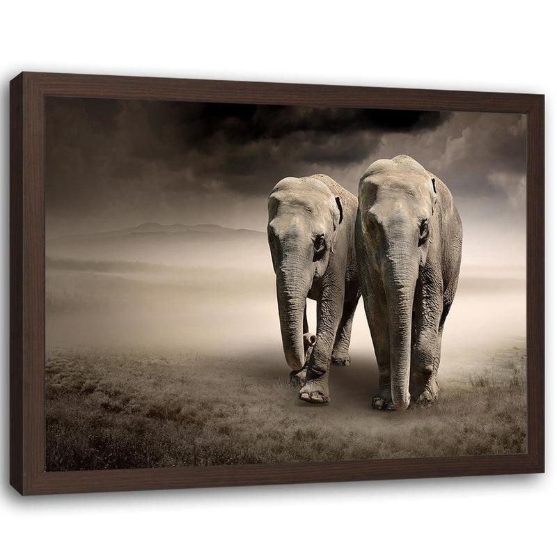 Glezna brūnā rāmī - Two Elephants  Home Trends DECO