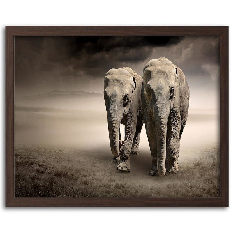 Glezna brūnā rāmī - Two Elephants  Home Trends DECO