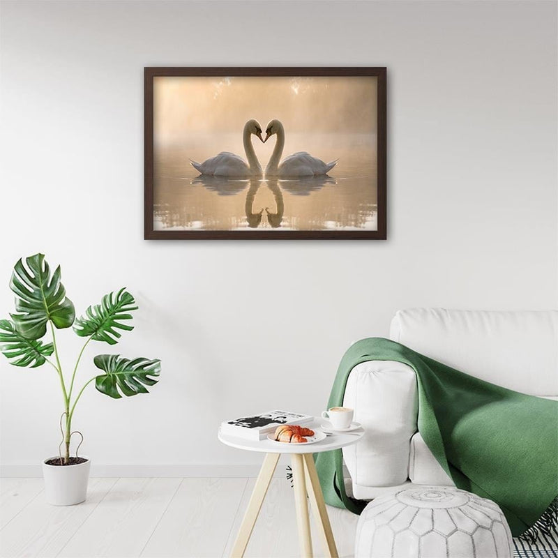 Glezna brūnā rāmī - Two Swans  Home Trends DECO