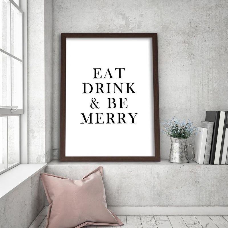 Glezna brūnā rāmī - Typography Eat Drink  Home Trends DECO