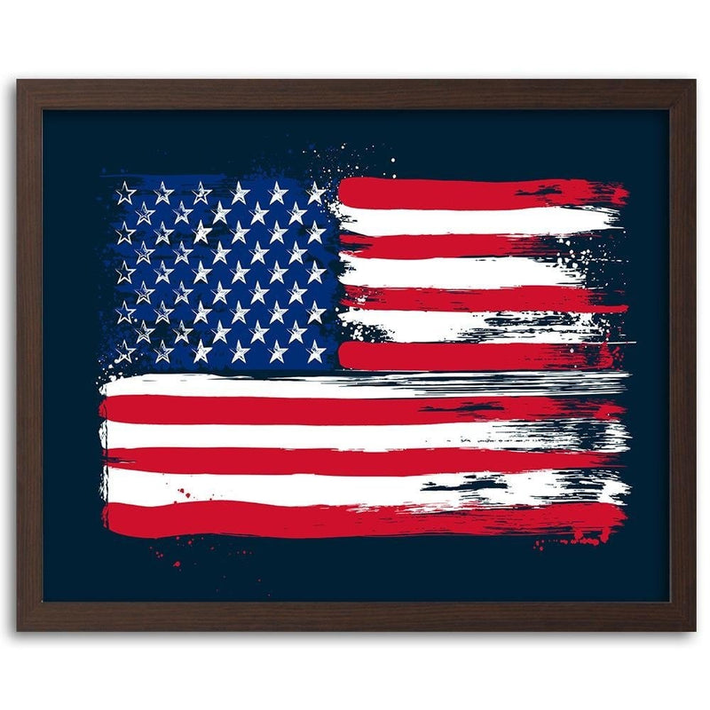 Glezna brūnā rāmī - Usa Flag  Home Trends DECO