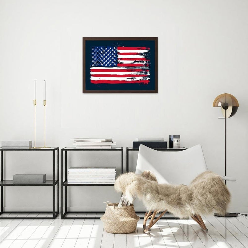 Glezna brūnā rāmī - Usa Flag  Home Trends DECO