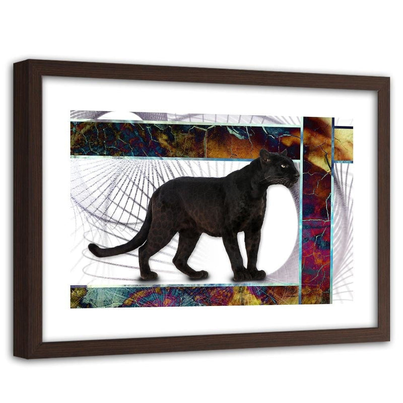 Glezna brūnā rāmī - Vigilant Panther  Home Trends DECO