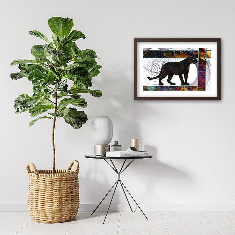 Glezna brūnā rāmī - Vigilant Panther  Home Trends DECO