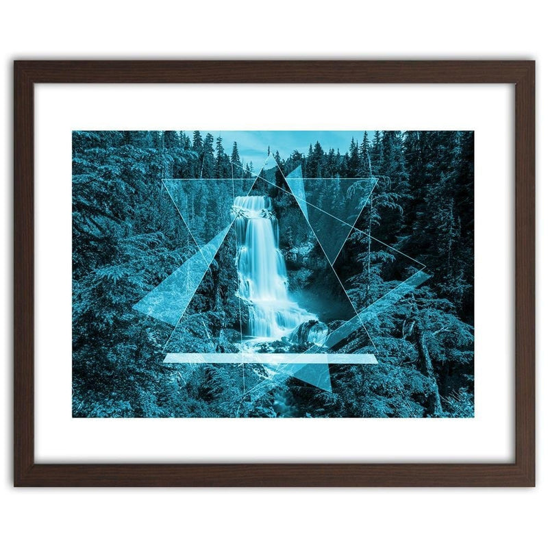 Glezna brūnā rāmī - Waterfall And Geometric Shapes 2  Home Trends DECO