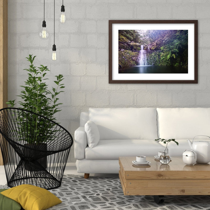 Glezna brūnā rāmī - Waterfall In The Forest  Home Trends DECO