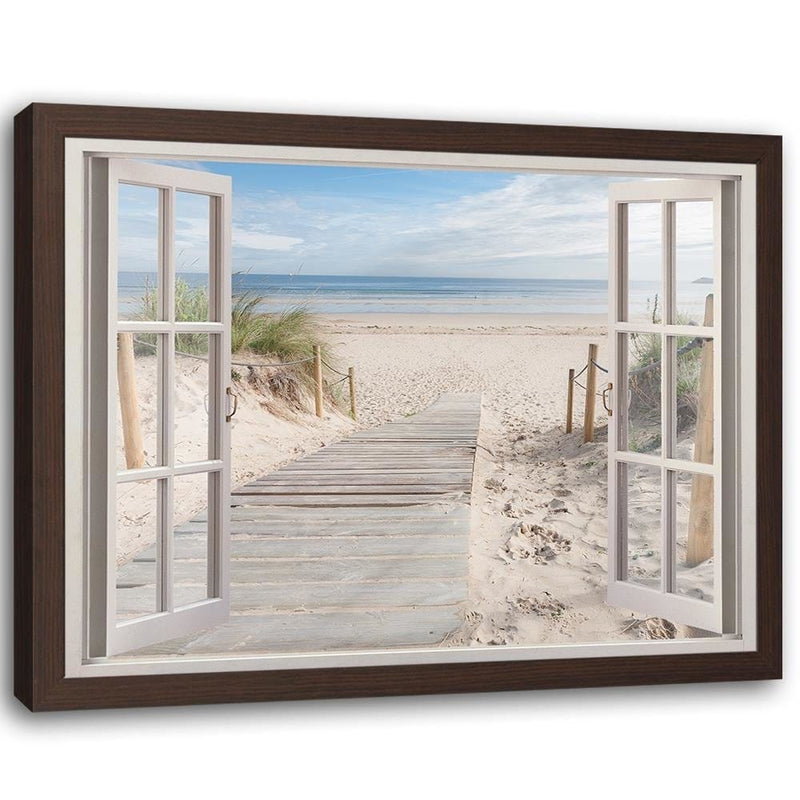 Glezna brūnā rāmī - Window To The Beach  Home Trends DECO