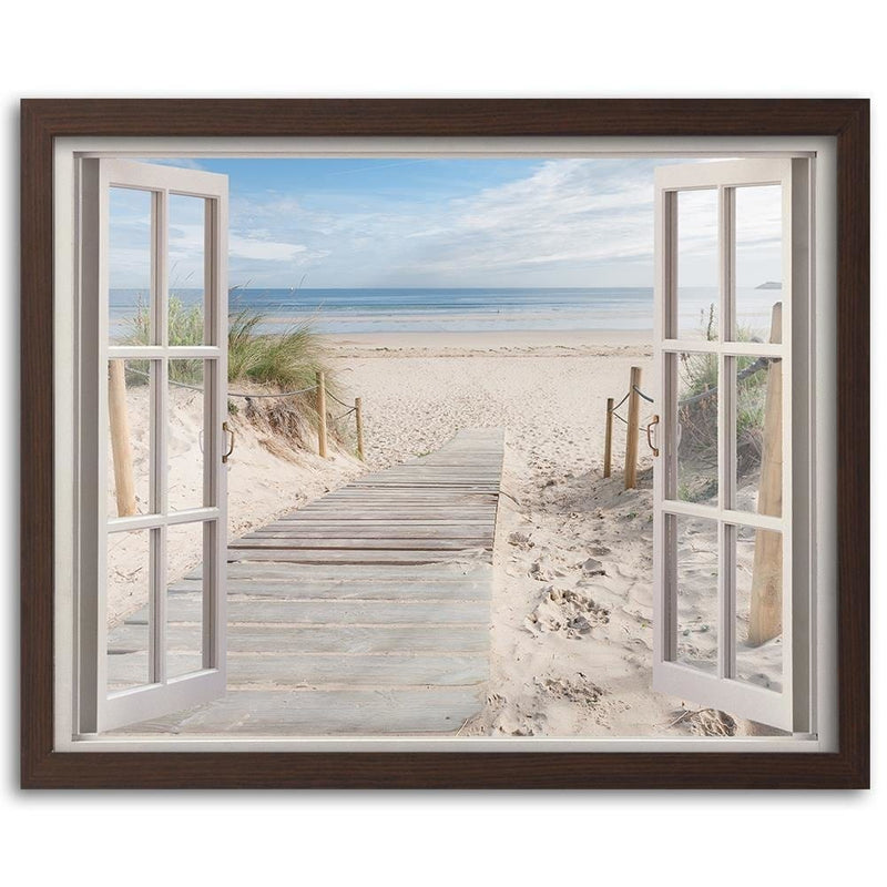 Glezna brūnā rāmī - Window To The Beach  Home Trends DECO