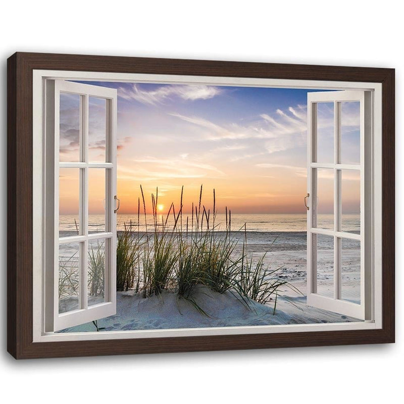 Glezna brūnā rāmī - Window To The Beach  Home Trends DECO