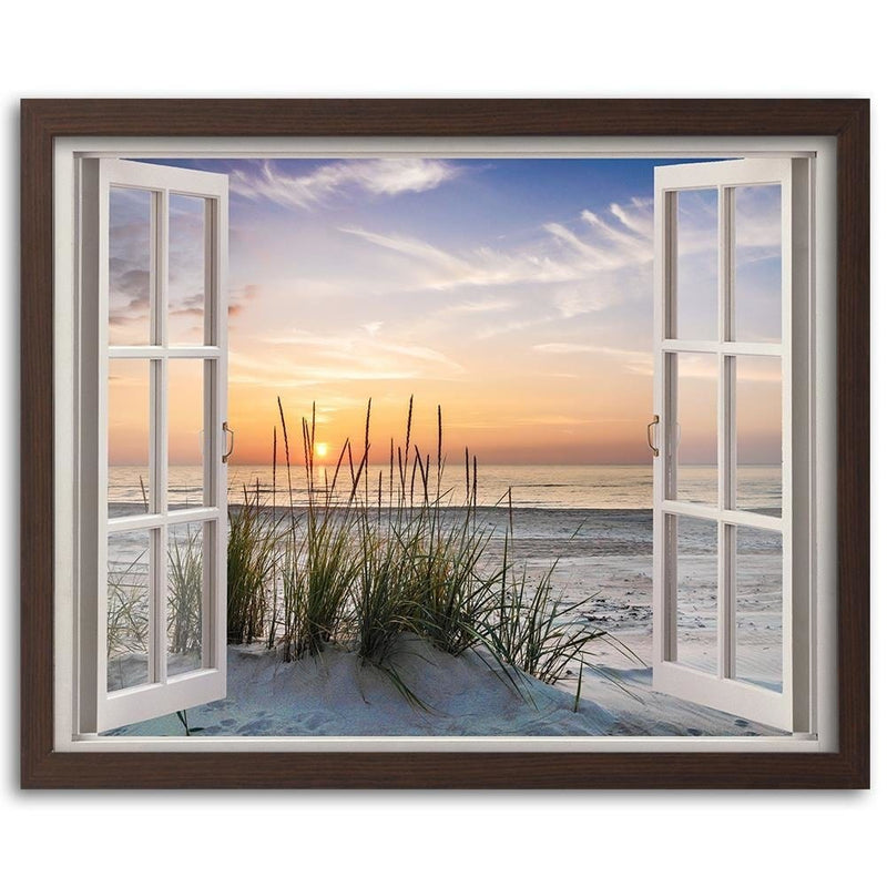 Glezna brūnā rāmī - Window To The Beach  Home Trends DECO