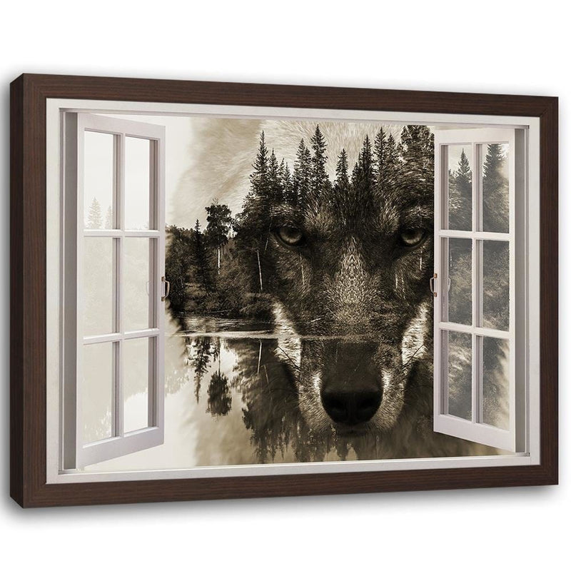 Glezna brūnā rāmī - Window To The Wolf  Home Trends DECO