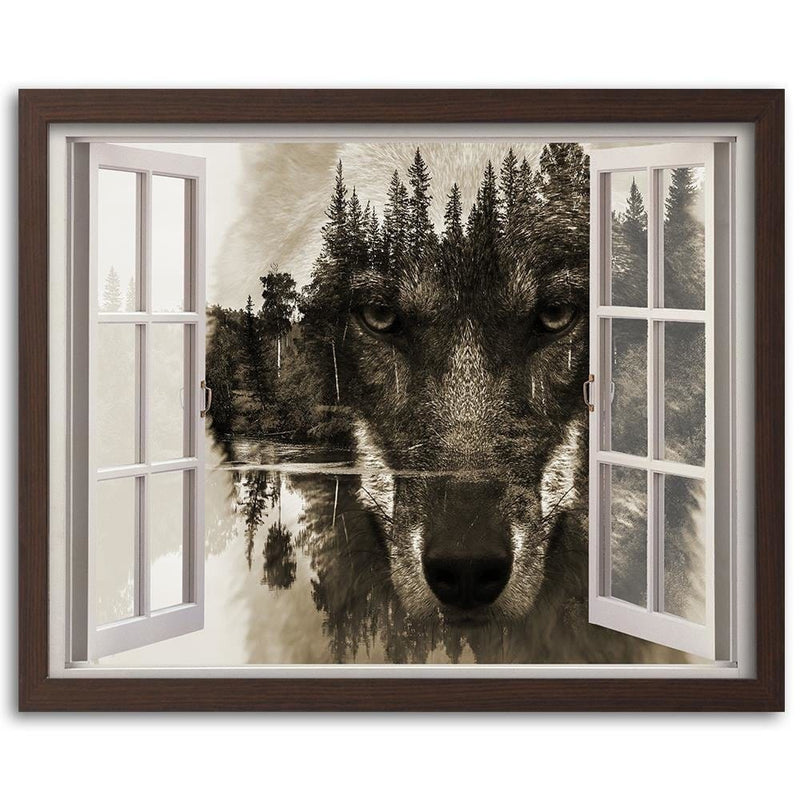 Glezna brūnā rāmī - Window To The Wolf  Home Trends DECO