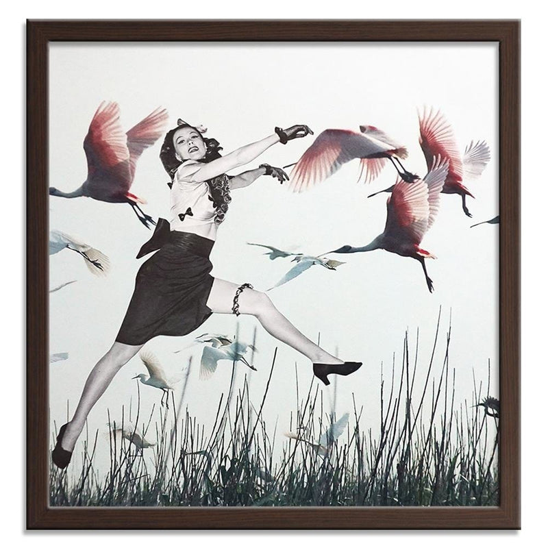 Glezna brūnā rāmī - Woman And Geese  Home Trends DECO