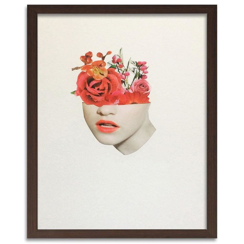 Glezna brūnā rāmī - Woman Face With Red Roses  Home Trends DECO