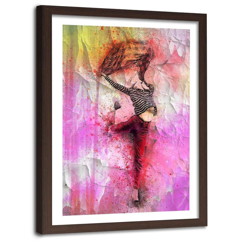 Glezna brūnā rāmī - Woman Leaping With Joy  Home Trends DECO