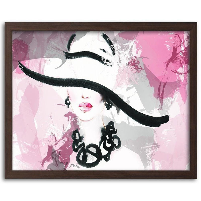 Glezna brūnā rāmī - Woman Pink Abstraction  Home Trends DECO