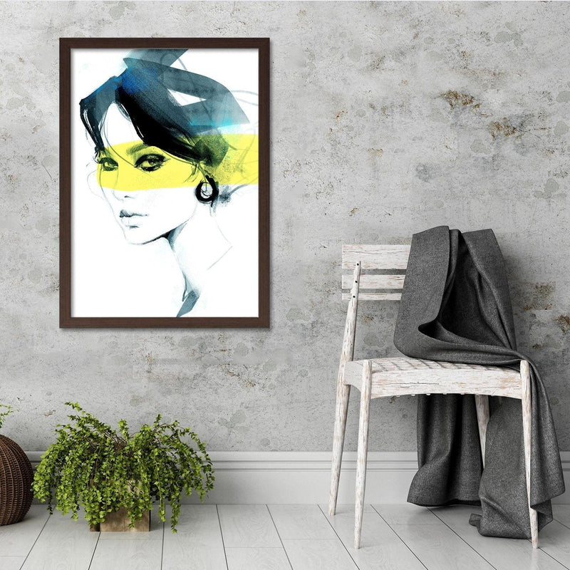 Glezna brūnā rāmī - Woman Watercolour  Home Trends DECO