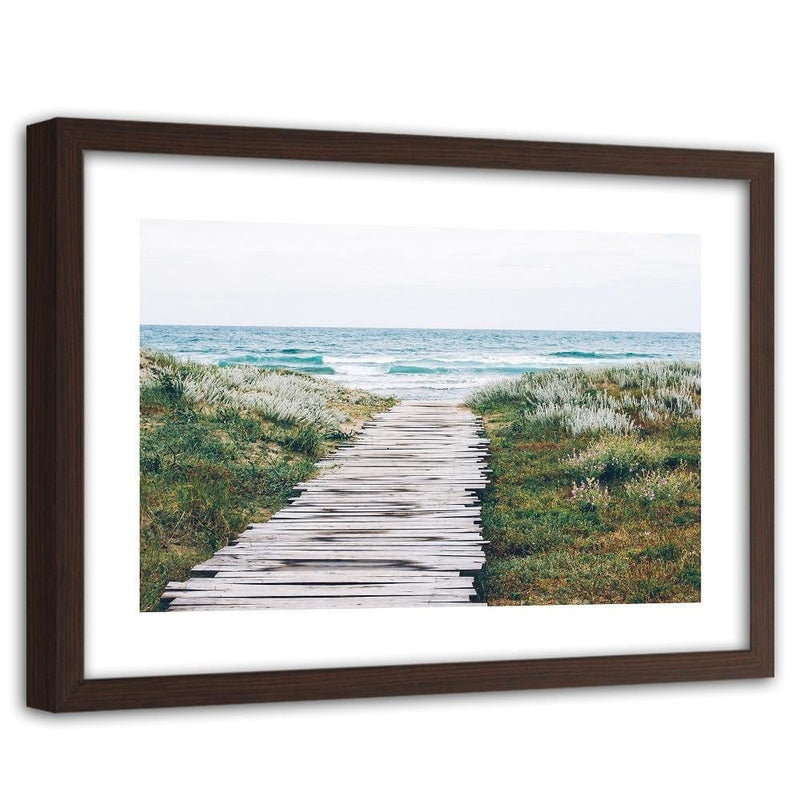 Glezna brūnā rāmī - Wooden Path To The Seas  Home Trends DECO