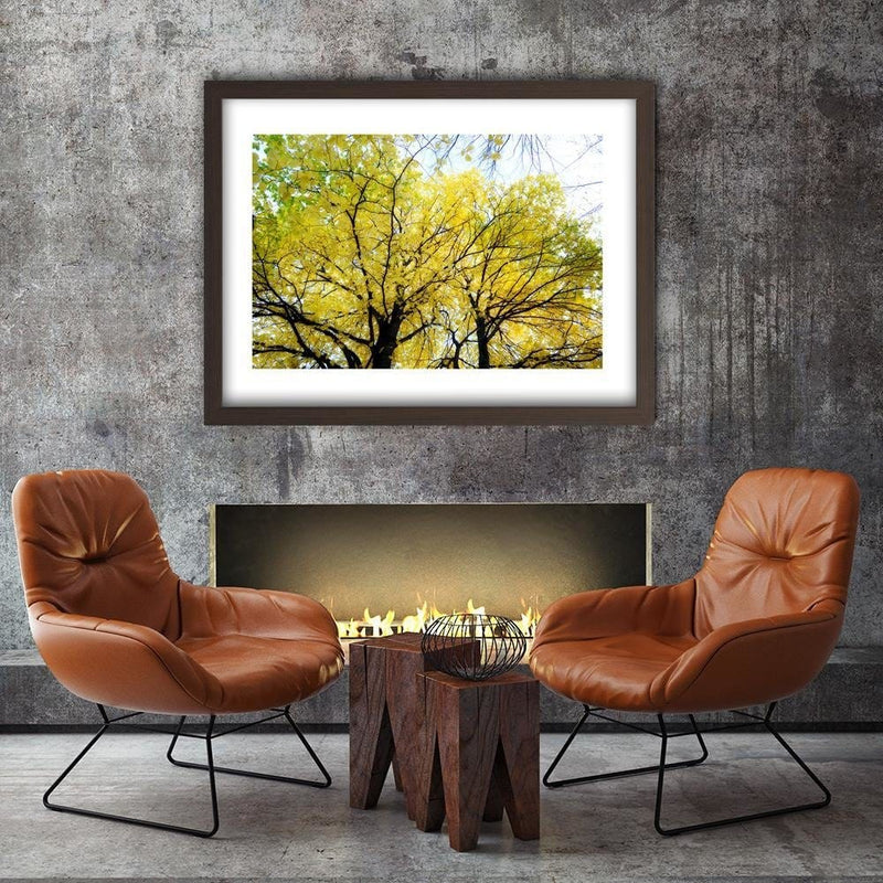 Glezna brūnā rāmī - Yellow Leaves On A Tree  Home Trends DECO