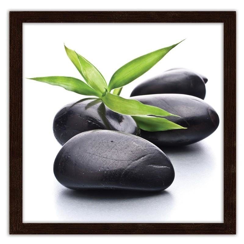 Glezna brūnā rāmī - Zen pebbles and leaves  Home Trends DECO